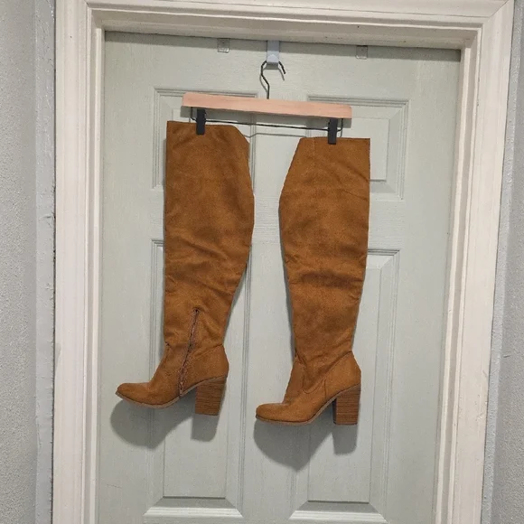 Cityclassified Brown Over-the-Knee Womens Boots Faux Suede - Picture 4 of 11